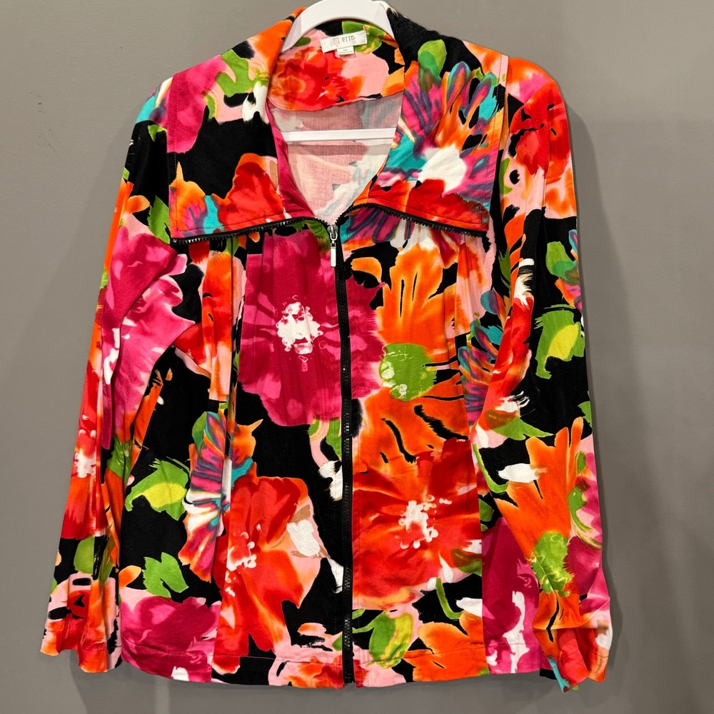 ERIN by Erin London, Vibrant Floral Jacket, Women’s Size 1x, EUC‎
